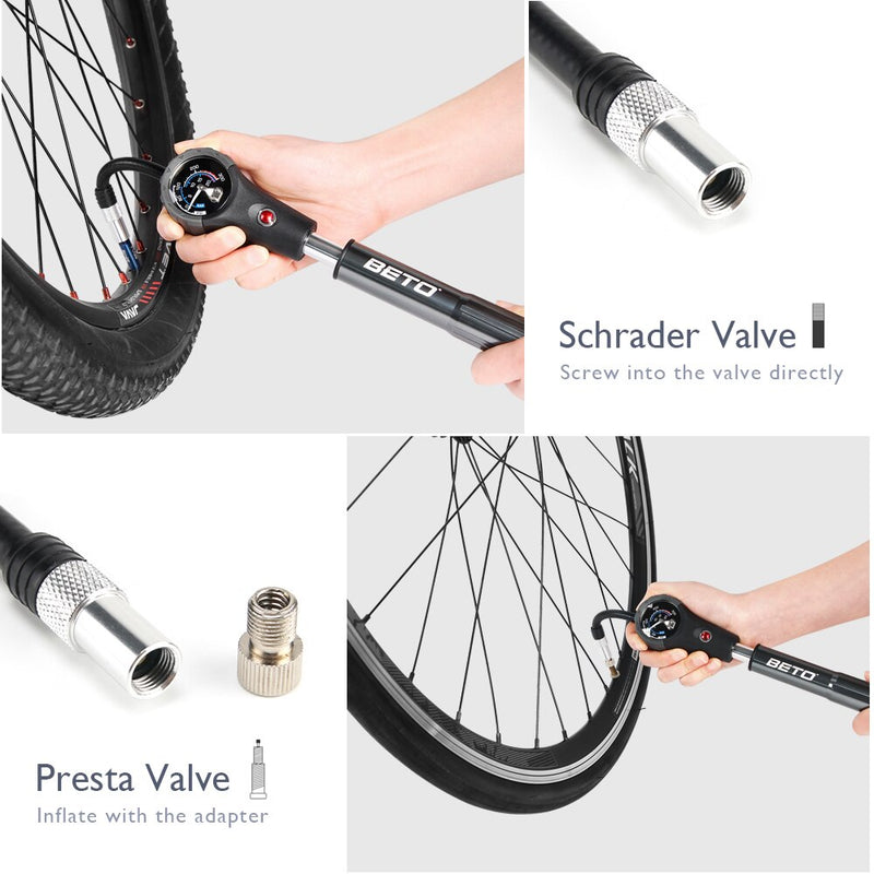 Beto Combo Bombas de Bicicleta Para Pneu Choque Garfo Mangueira Bomba de Bicicleta Medidor de Alta Pressão Estrada Mtb Ciclismo Inflador de Ar Bomba de Bicicleta Manual