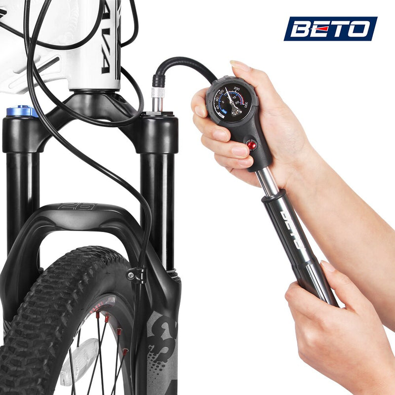 Beto Combo Bombas de Bicicleta Para Pneu Choque Garfo Mangueira Bomba de Bicicleta Medidor de Alta Pressão Estrada Mtb Ciclismo Inflador de Ar Bomba de Bicicleta Manual