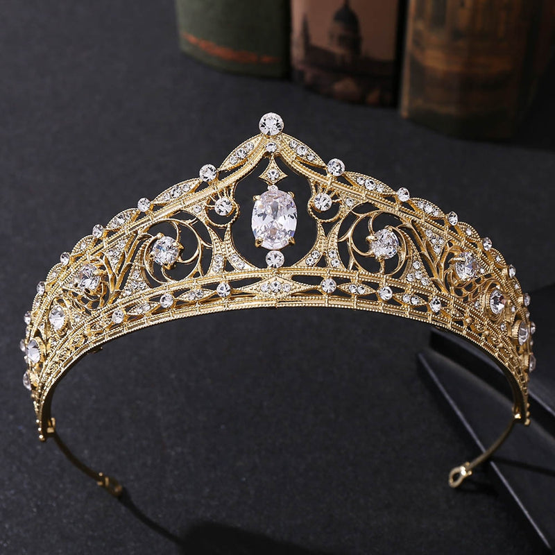 Tiara geométrica de luxo barroca, para noiva, zircônia cúbica, coroa, cristal, diadema para casamento, acessórios para cabelo