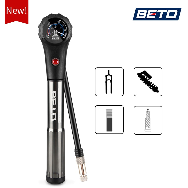 Beto Combo Bombas de Bicicleta Para Pneu Choque Garfo Mangueira Bomba de Bicicleta Medidor de Alta Pressão Estrada Mtb Ciclismo Inflador de Ar Bomba de Bicicleta Manual
