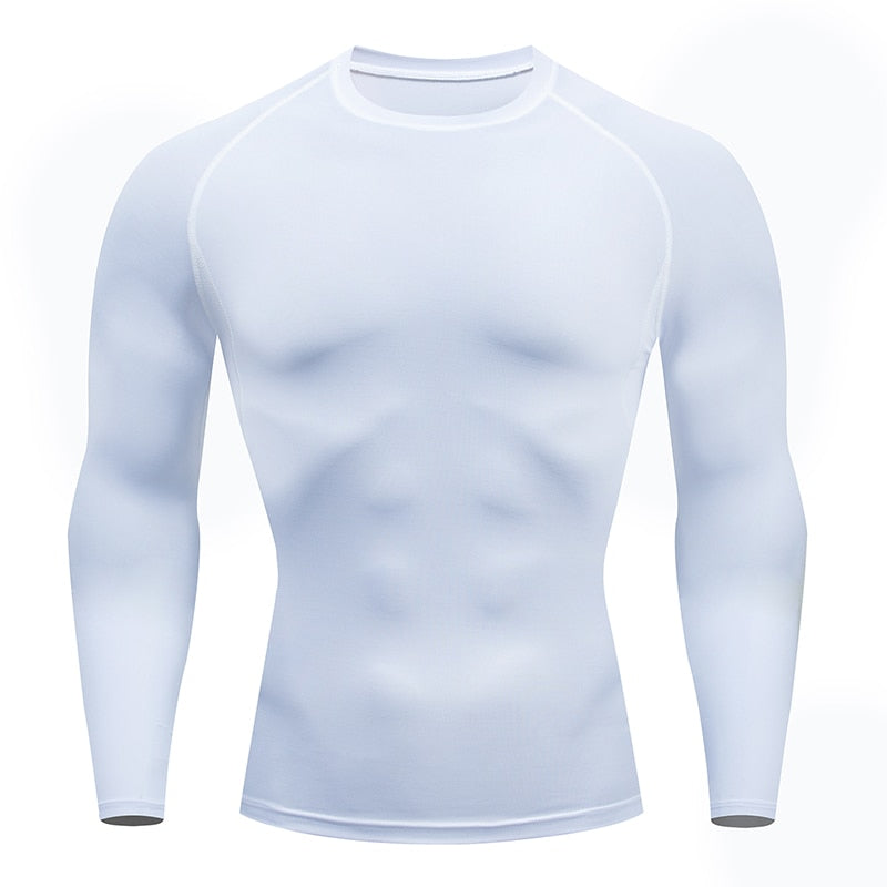 Homens de compressão correndo camiseta de fitness apertado manga comprida esporte tshirt camisas de jogging camisas ginásio sportswear rápido seco rashgard