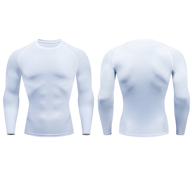 Homens de compressão correndo camiseta de fitness apertado manga comprida esporte tshirt camisas de jogging camisas ginásio sportswear rápido seco rashgard