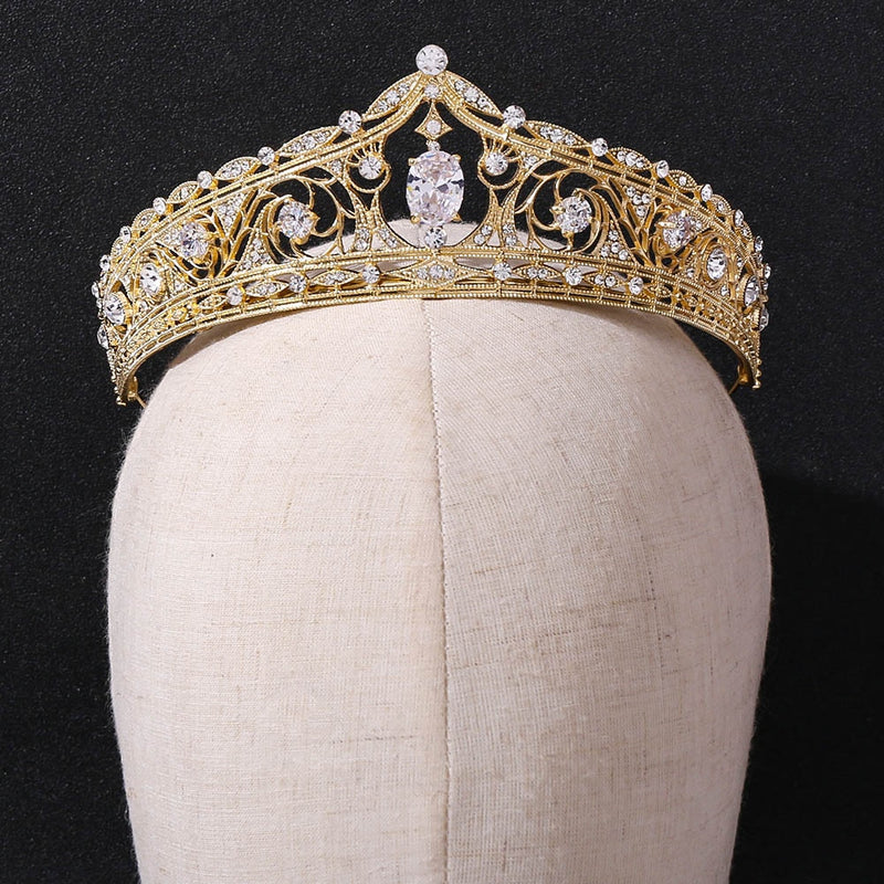 Tiara geométrica de luxo barroca, para noiva, zircônia cúbica, coroa, cristal, diadema para casamento, acessórios para cabelo