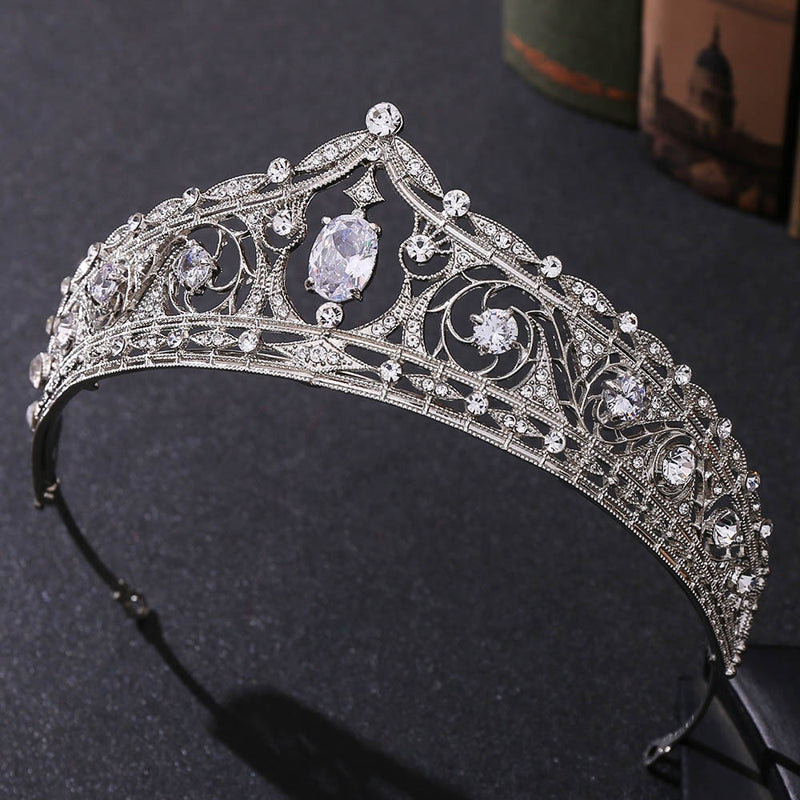 Tiara geométrica de luxo barroca, para noiva, zircônia cúbica, coroa, cristal, diadema para casamento, acessórios para cabelo