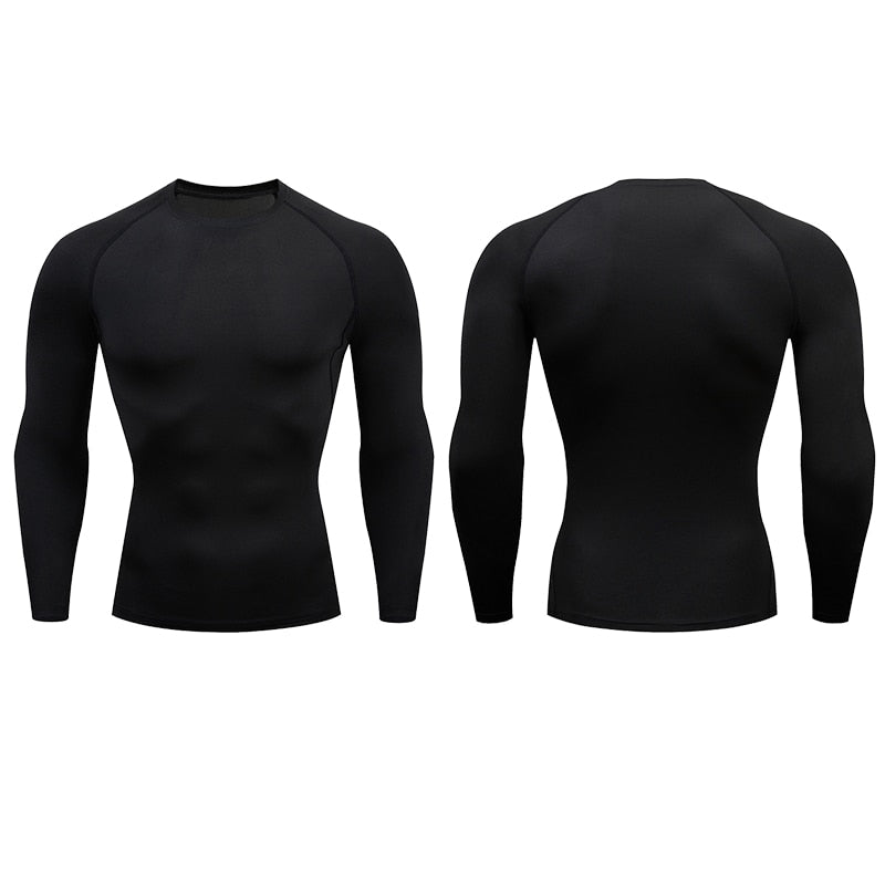 Homens de compressão correndo camiseta de fitness apertado manga comprida esporte tshirt camisas de jogging camisas ginásio sportswear rápido seco rashgard