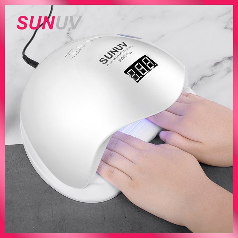 Secador de unhas, Sunuv sun5 plus 48w luz uv secador de unhas para todos os géis mãos duplas 36leds manicure lâmpada sensor automático inferior