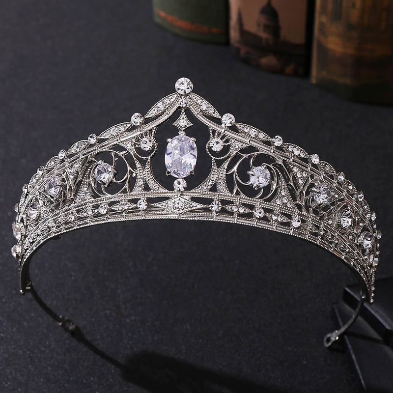 Tiara geométrica de luxo barroca, para noiva, zircônia cúbica, coroa, cristal, diadema para casamento, acessórios para cabelo