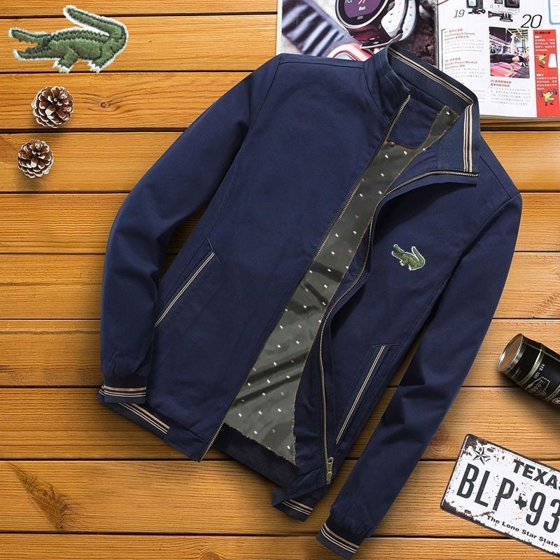 Casaco masculino casual de alta qualidade estilo outono e inverno de pelúcia engrossado com zíper de algodão