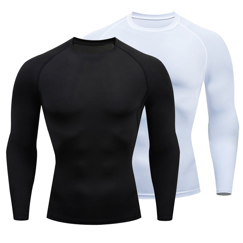 Homens de compressão correndo camiseta de fitness apertado manga comprida esporte tshirt camisas de jogging camisas ginásio sportswear rápido seco rashgard