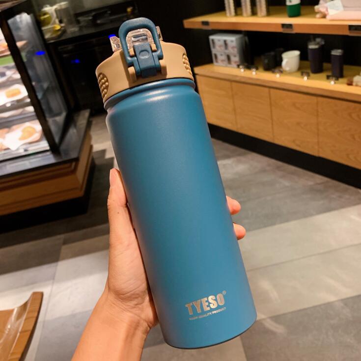 Garrafa Térmica Aço Inoxidável, 530ml/750ml, copo térmico de aço inoxidável, garrafa de água, garrafa isolada para esportes ao ar livre.
