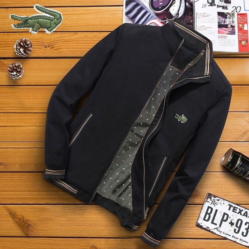 Casaco masculino casual de alta qualidade estilo outono e inverno de pelúcia engrossado com zíper de algodão